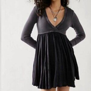 Free People Millie Mini (Dark Grey) long sleeve dress